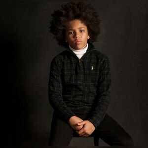 Polo Ralph Lauren Toddler Boys Tartan Plaid Quarter Zip Pullover Sweater Size 2T